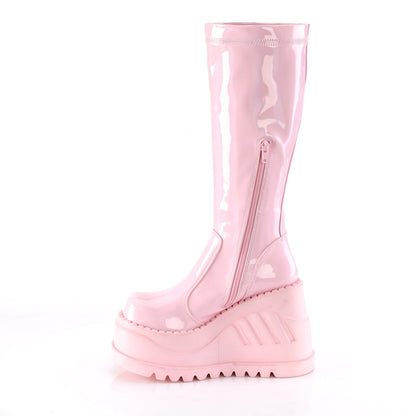 【DEMONIA】STOMP-200 ミドルブーツ B. Pink Hologram Stretch Patent【取寄】