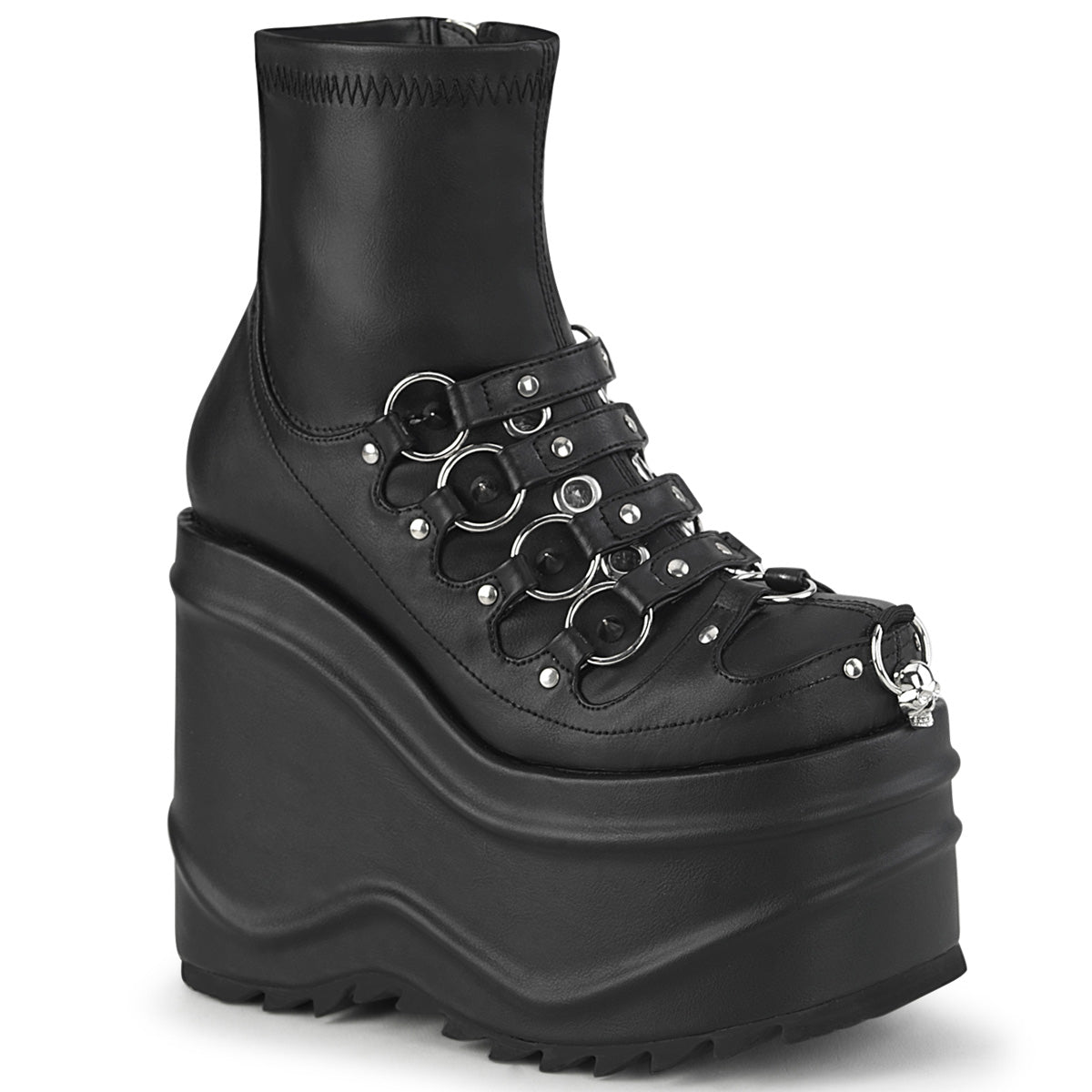 【DEMONIA】WAVE-110 アンクルブーツ Blk Stretch Vegan Leather【取寄】