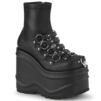 【DEMONIA】WAVE-110 アンクルブーツ Blk Stretch Vegan Leather【取寄】