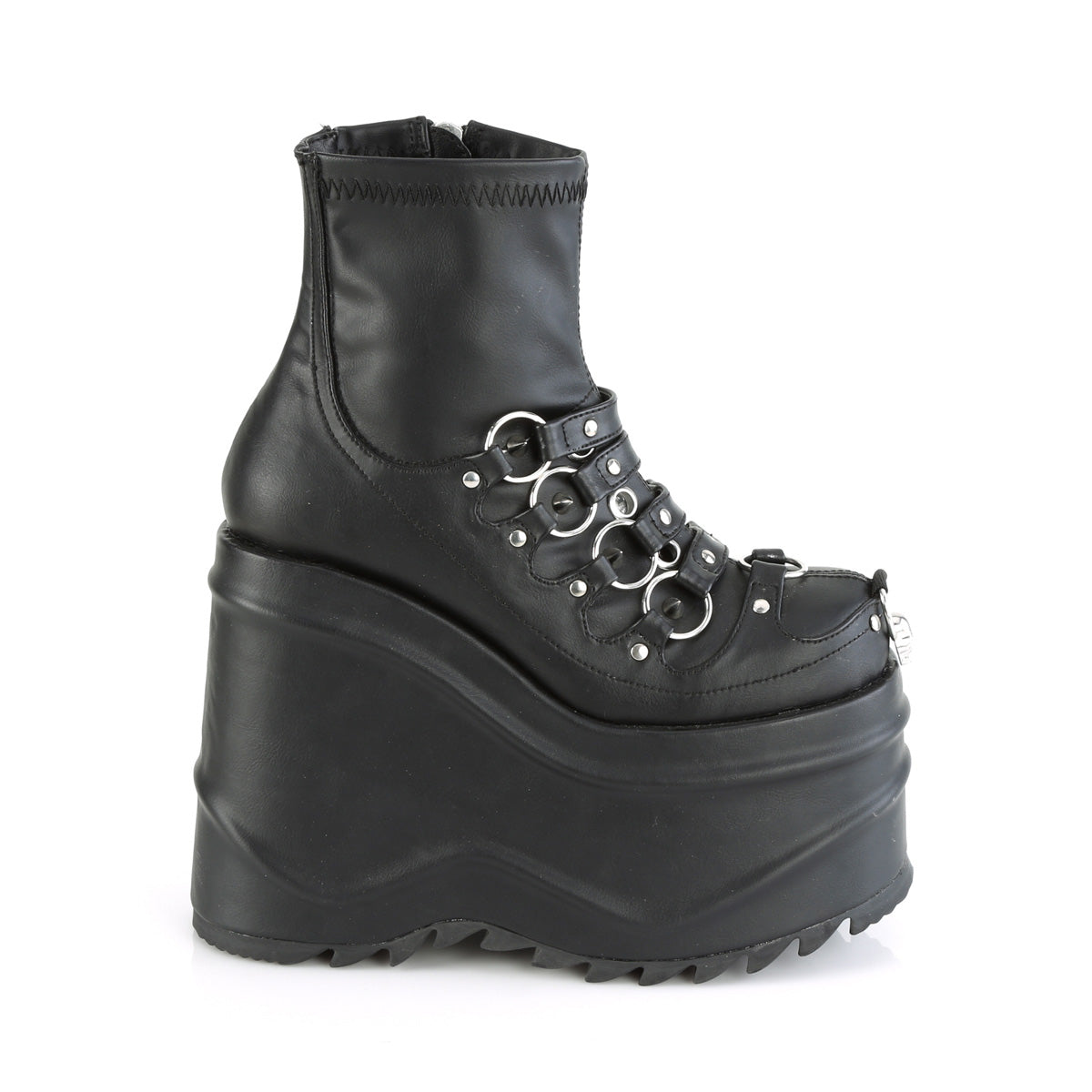 【DEMONIA】WAVE-110 アンクルブーツ Blk Stretch Vegan Leather【取寄】