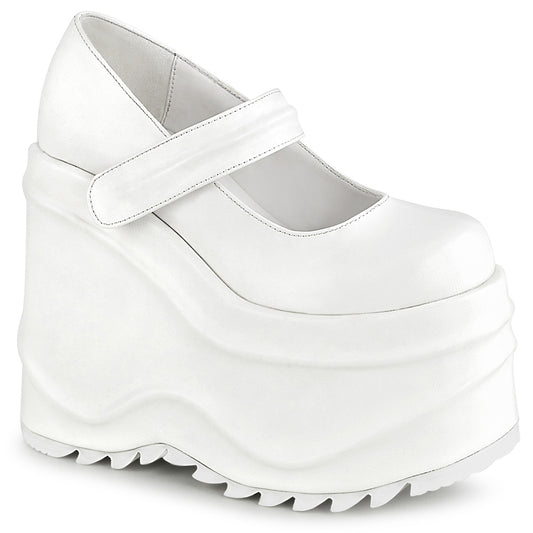 【DEMONIA】WAVE-32 ヒール Wht Vegan Leather【取寄】