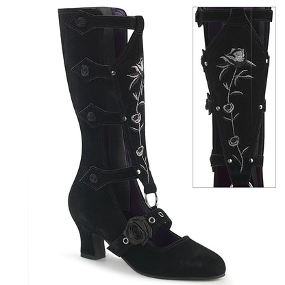 【DEMONIA】WHIMSY-118 ミドルブーツ Blk Vegan Suede【取寄】