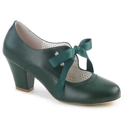 【PIN UP COUTURE】WIGGLE-32 シングルソールシューズ Dark Green Faux Leather【取寄】