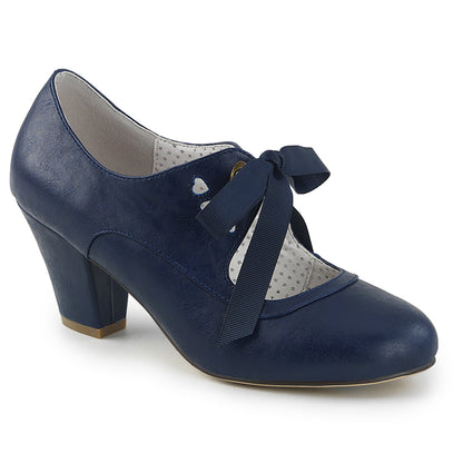 【PIN UP COUTURE】WIGGLE-32 シングルソールシューズ Navy Blue Faux Leather【取寄】