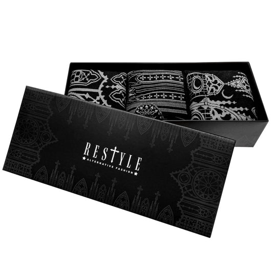 【RESTYLE/B品】ソックス3足組＊3-PACK CATHEDRAL SOCKS PRESENT BOX
