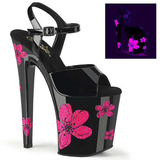【PLEASER】XTREME-809HB プラットフォームシューズ Blk Pat/Blk-Neon Pink【取寄】