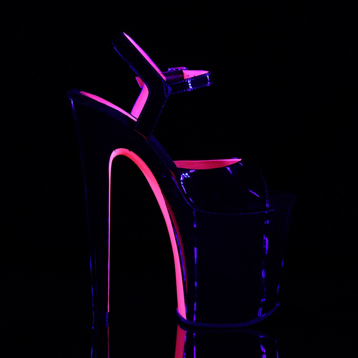 【PLEASER】XTREME-809TT プラットフォームシューズ Blk Pat-Neon H. Pink/Blk【取寄】