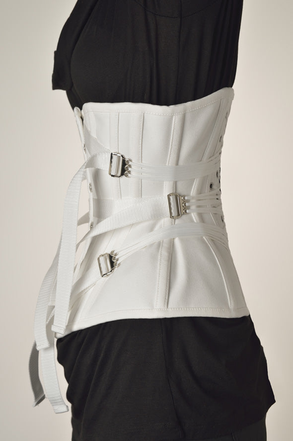 Underbust Corset Hourglass Type Fan Racing White [EZD-W] [Order]