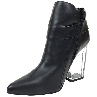 FJF3415 Clear Heel Buckle Booties