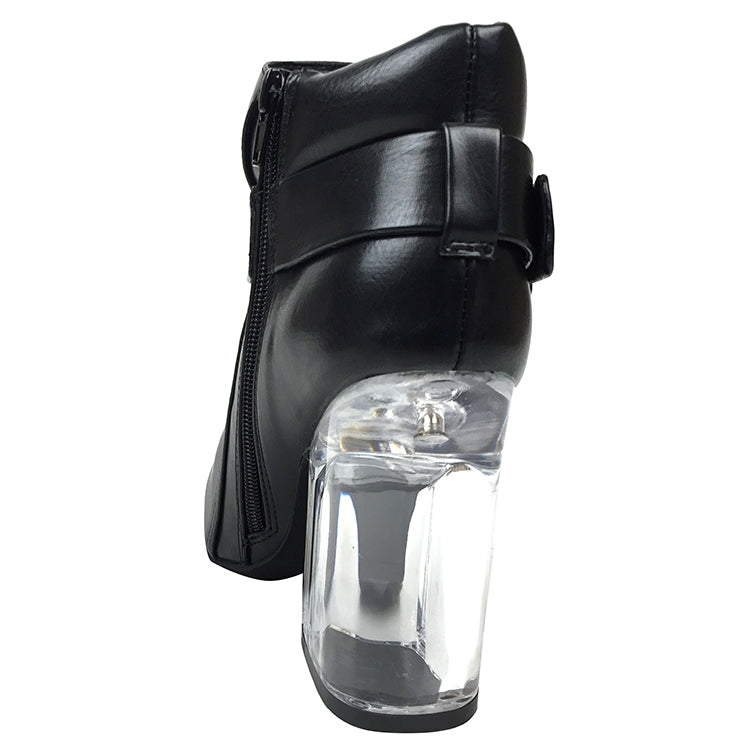 FJF3415 Clear Heel Buckle Booties