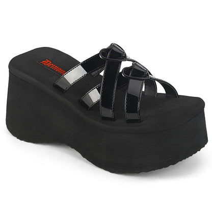 FUNN-15/B-Heart Buckle Enamel Strap Platform Sandals