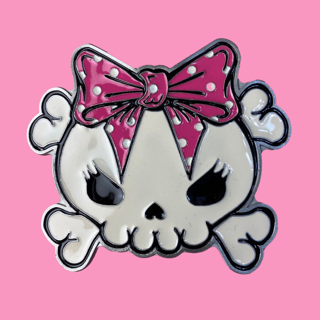 PINK BOW SKULL BUCKLE