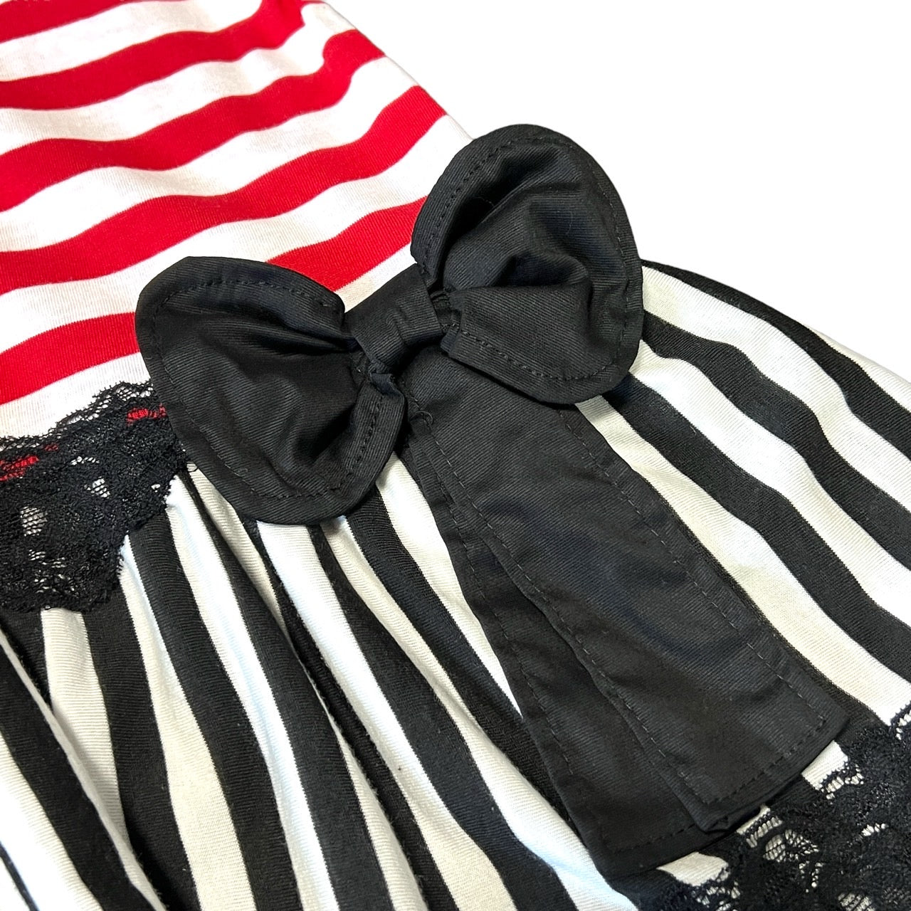 Panda button/stripe switching dress [B]