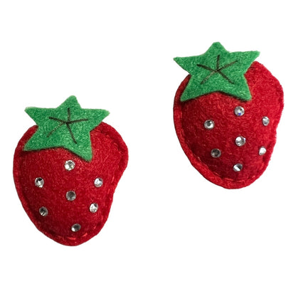 felt strawberry hair slide