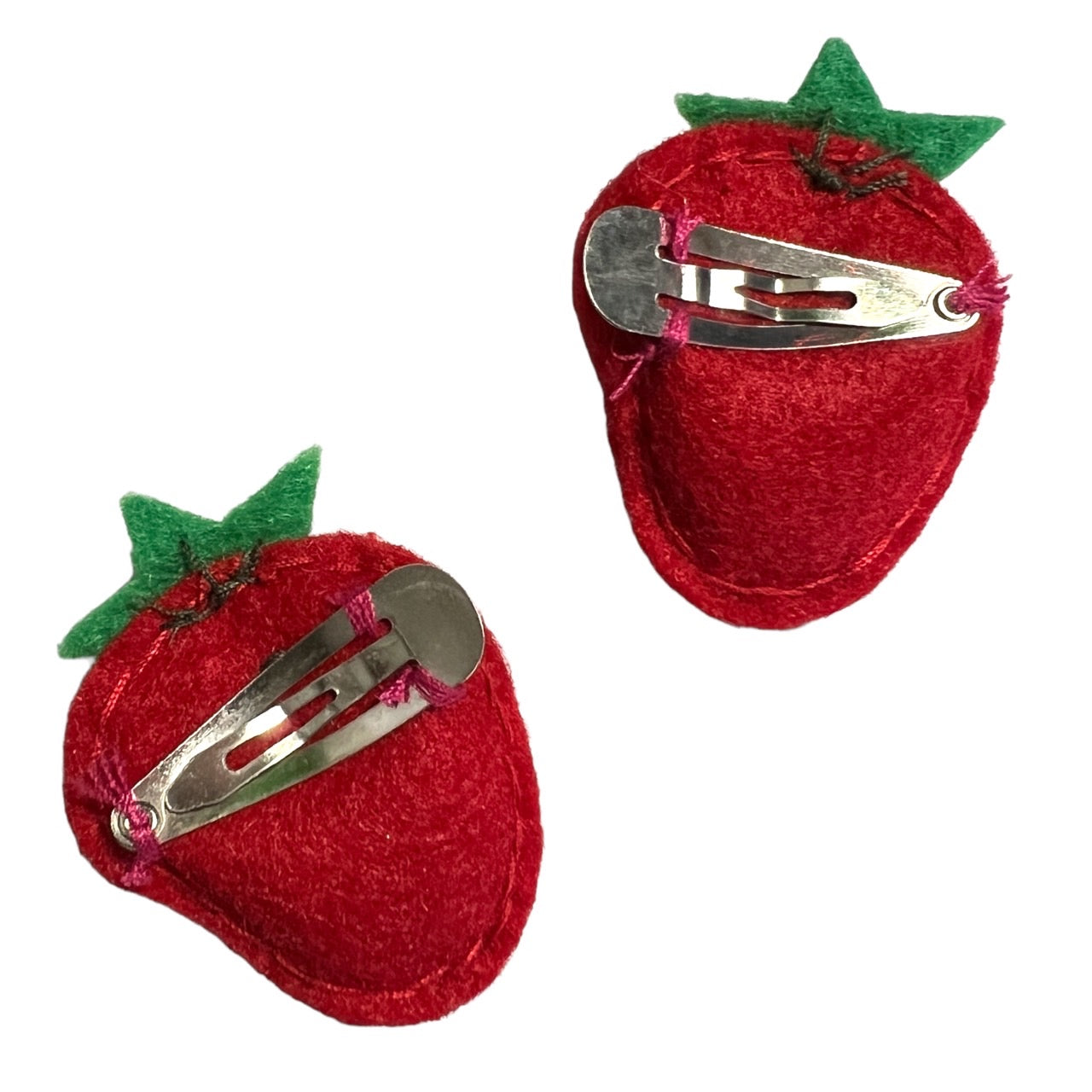 felt strawberry hair slide