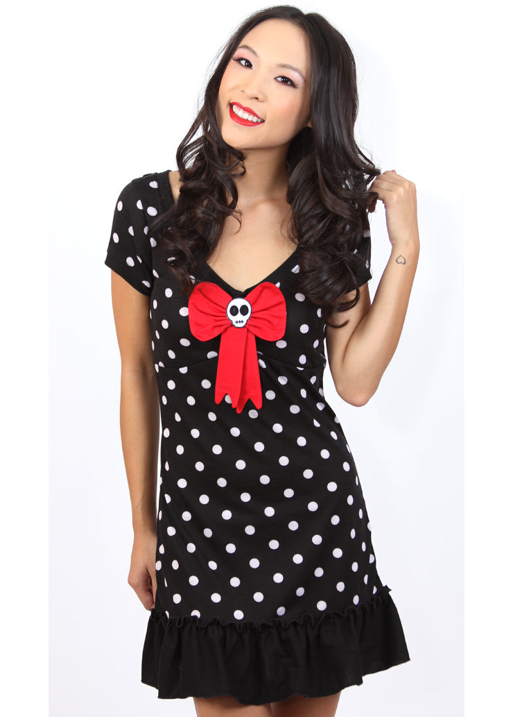 Skull bow cut-and-sew dress