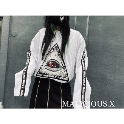 TRIANGLE AND LOGOLINE LONG SLEEVE T-SHIRT / WHITE