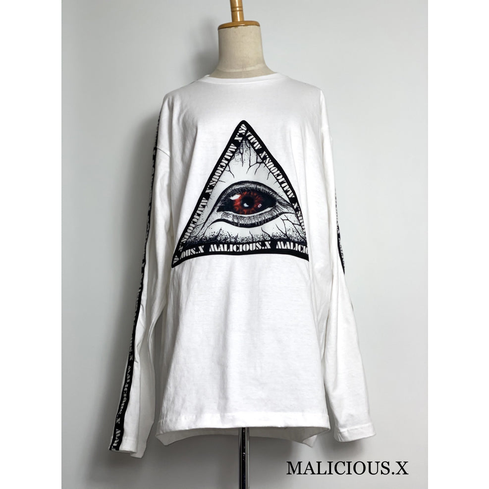 TRIANGLE AND LOGOLINE LONG SLEEVE T-SHIRT / WHITE